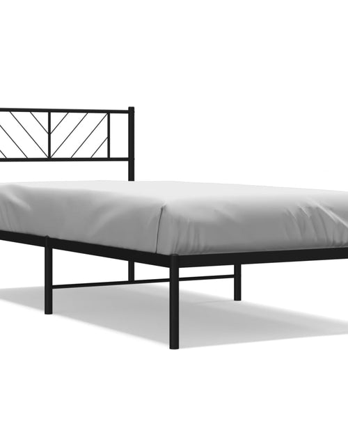 Încărcați imaginea în vizualizatorul Galerie, Cadru de pat metalic cu tăblie, negru, 90x190 cm - Lando
