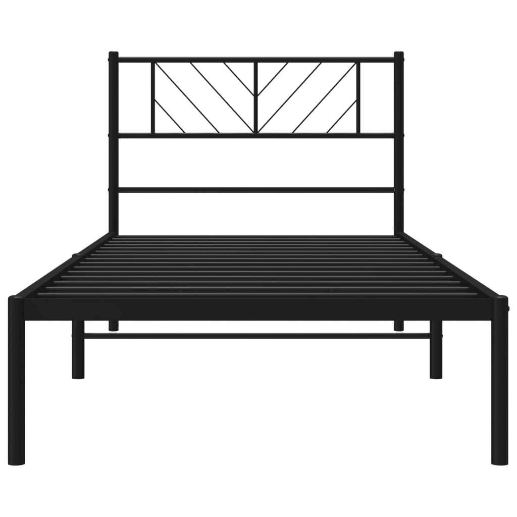 Cadru de pat din metal cu tăblie, negru, 107x203 cm - Lando