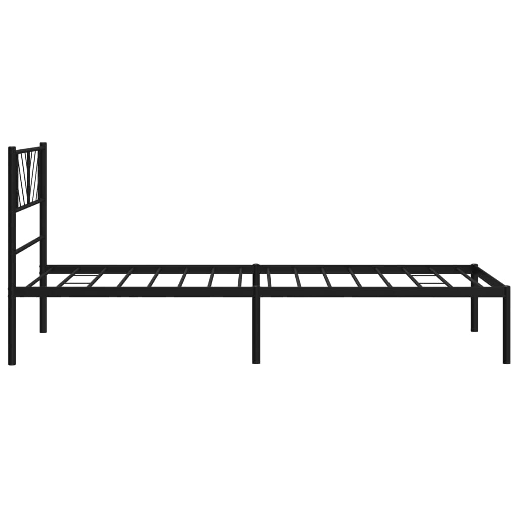 Cadru de pat din metal cu tăblie, negru, 107x203 cm - Lando