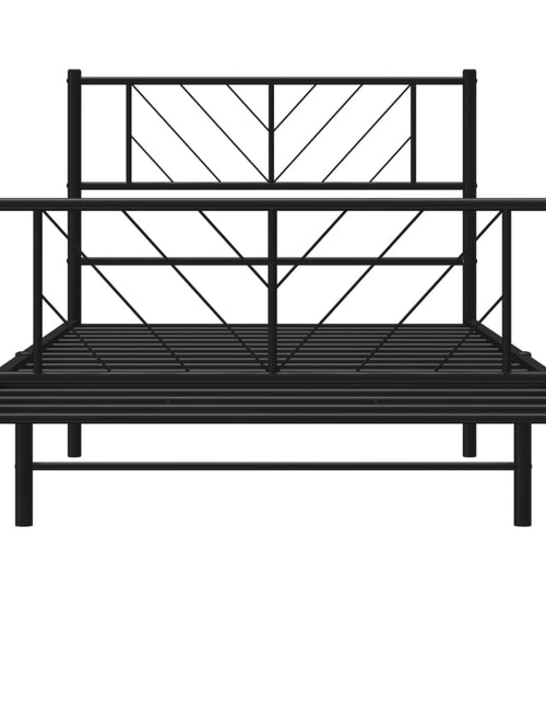 Загрузите изображение в средство просмотра галереи, Cadru pat metalic cu tăblii de cap/picioare, negru, 75x190 cm - Lando
