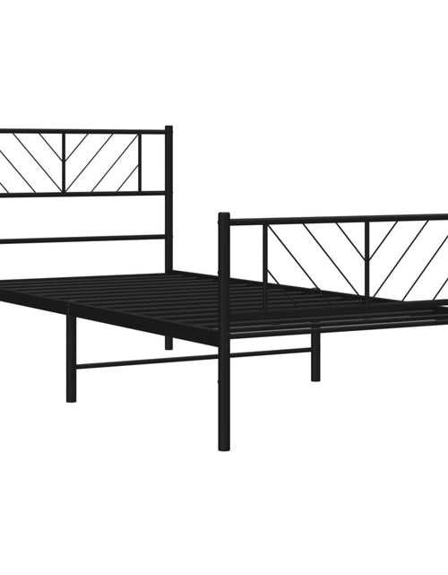 Încărcați imaginea în vizualizatorul Galerie, Cadru pat metalic cu tăblii de cap/picioare, negru, 107x203 cm - Lando
