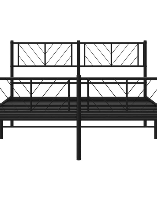 Загрузите изображение в средство просмотра галереи, Cadru pat metalic cu tăblie de cap/picioare, negru, 120x190 cm - Lando
