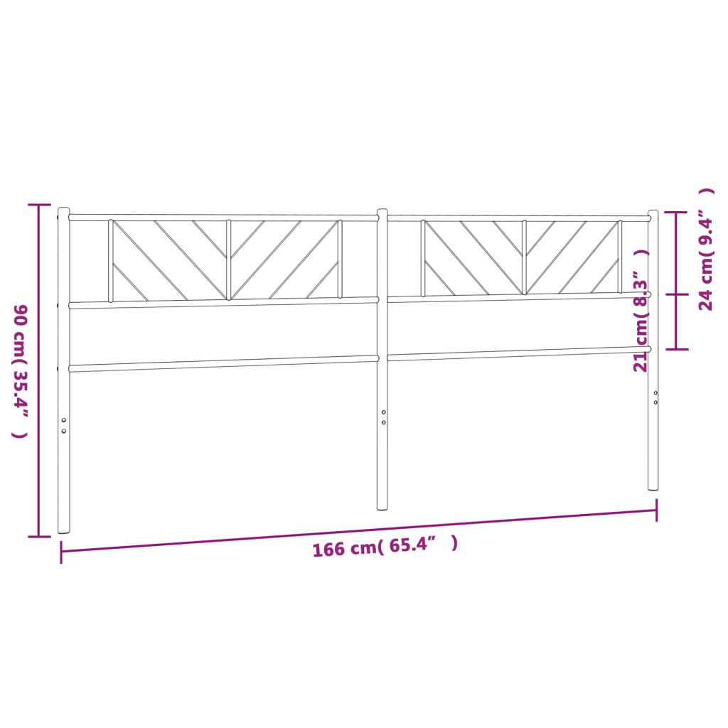 Tăblie de pat metalică, negru, 160 cm - Lando