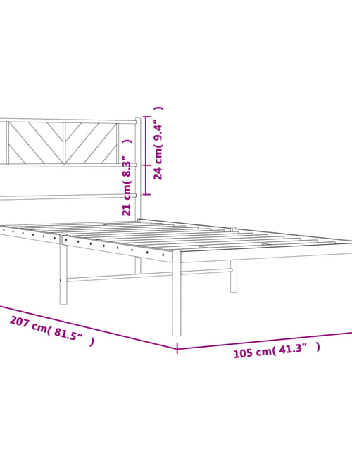 Încărcați imaginea în vizualizatorul Galerie, Cadru de pat din metal cu tăblie, alb, 100x200 cm - Lando
