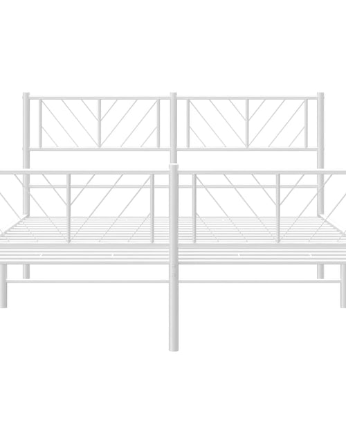 Încărcați imaginea în vizualizatorul Galerie, Cadru de pat metalic cu tăblie, alb, 140x200 cm - Lando
