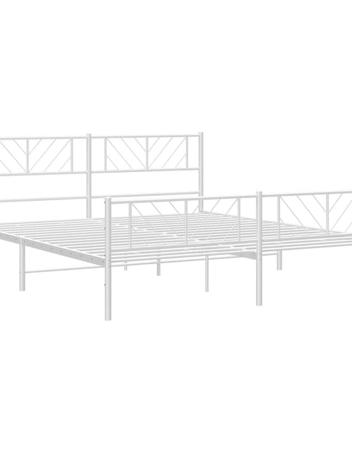 Загрузите изображение в средство просмотра галереи, Cadru de pat metalic cu tăblie de cap/picioare, alb, 183x213 cm - Lando
