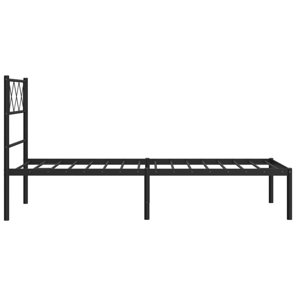 Cadru de pat din metal cu tăblie, negru, 107x203 cm - Lando