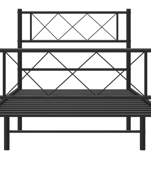 Загрузите изображение в средство просмотра галереи, Cadru pat metalic cu tăblii de cap/picioare, negru, 107x203 cm - Lando
