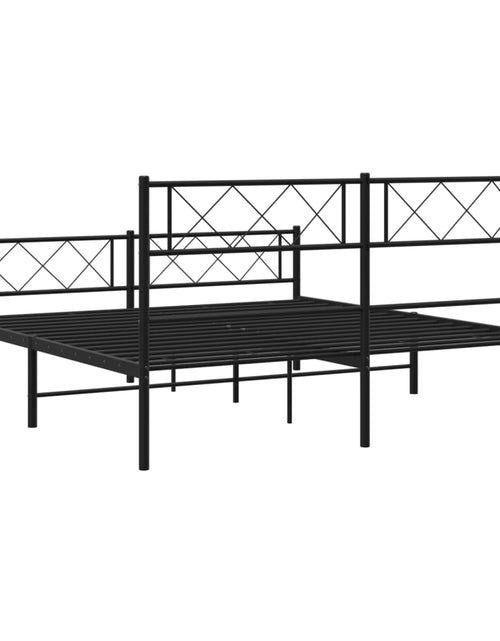 Încărcați imaginea în vizualizatorul Galerie, Cadru pat metalic cu tăblie de cap/picioare, negru, 135x190 cm - Lando
