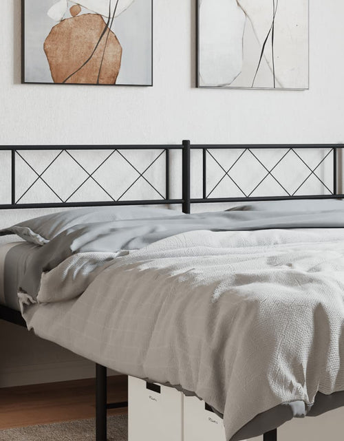 Încărcați imaginea în vizualizatorul Galerie, Tăblie de pat metalică, negru, 150 cm - Lando
