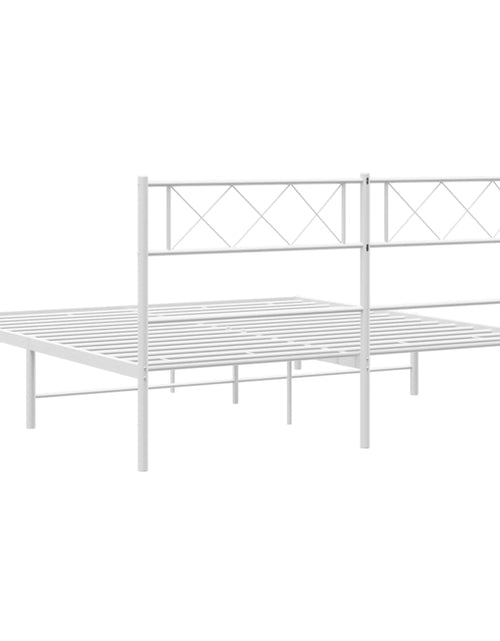 Загрузите изображение в средство просмотра галереи, Cadru de pat metalic cu tăblie, alb, 150x200 cm - Lando
