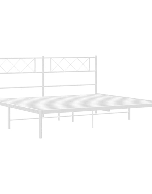 Încărcați imaginea în vizualizatorul Galerie, Cadru de pat metalic cu tăblie, alb, 160x200 cm - Lando
