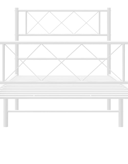 Загрузите изображение в средство просмотра галереи, Cadru de pat metalic cu tăblie de cap/picioare, alb, 80x200 cm - Lando
