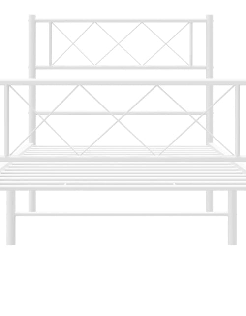 Загрузите изображение в средство просмотра галереи, Cadru de pat metalic cu tăblie de cap/picioare, alb, 100x200 cm - Lando
