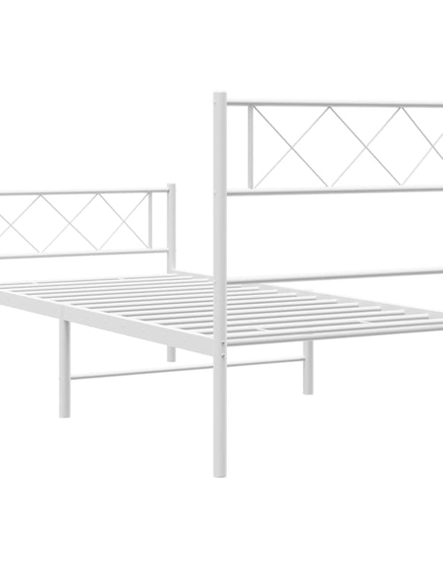 Încărcați imaginea în vizualizatorul Galerie, Cadru de pat metalic cu tăblie de cap/picioare, alb, 107x203 cm - Lando
