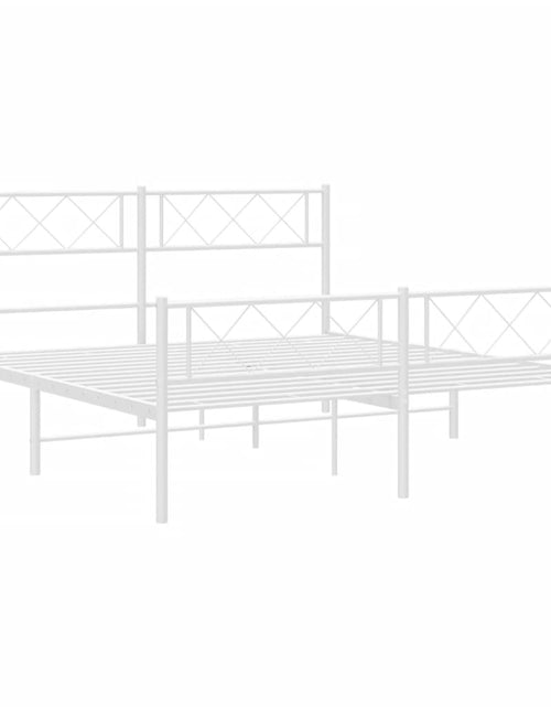 Загрузите изображение в средство просмотра галереи, Cadru de pat metalic cu tăblie, alb, 120x200 cm - Lando
