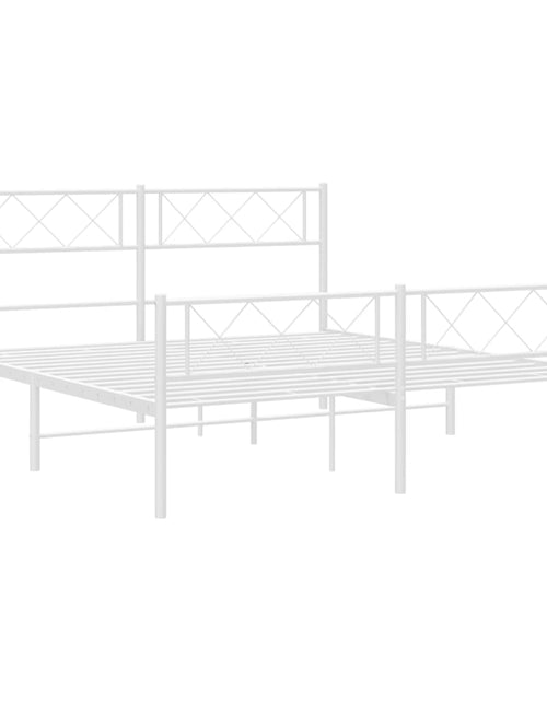 Загрузите изображение в средство просмотра галереи, Cadru de pat metalic cu tăblie, alb, 150x200 cm - Lando
