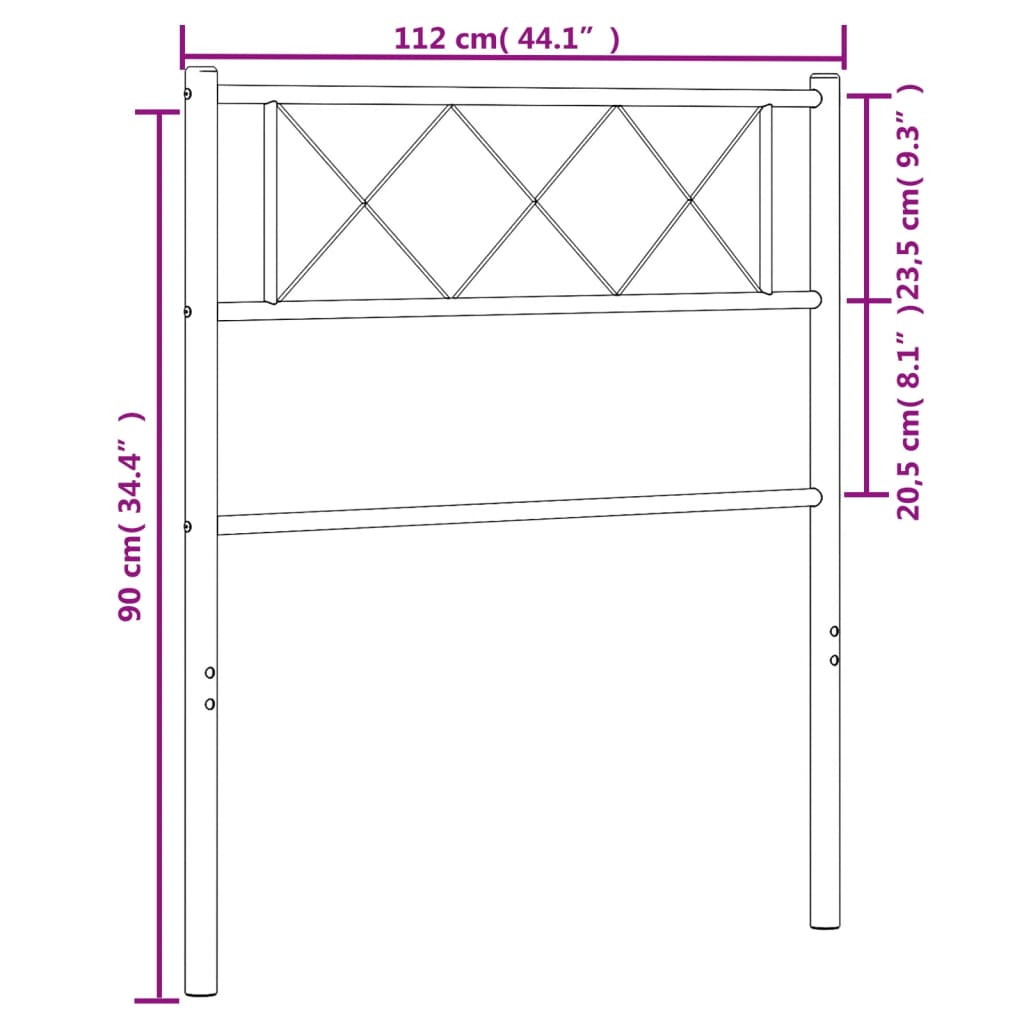 Tăblie de pat metalică, alb, 107 cm - Lando