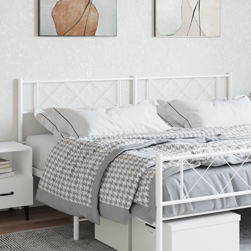 Tăblie de pat metalică, alb, 200 cm - Lando