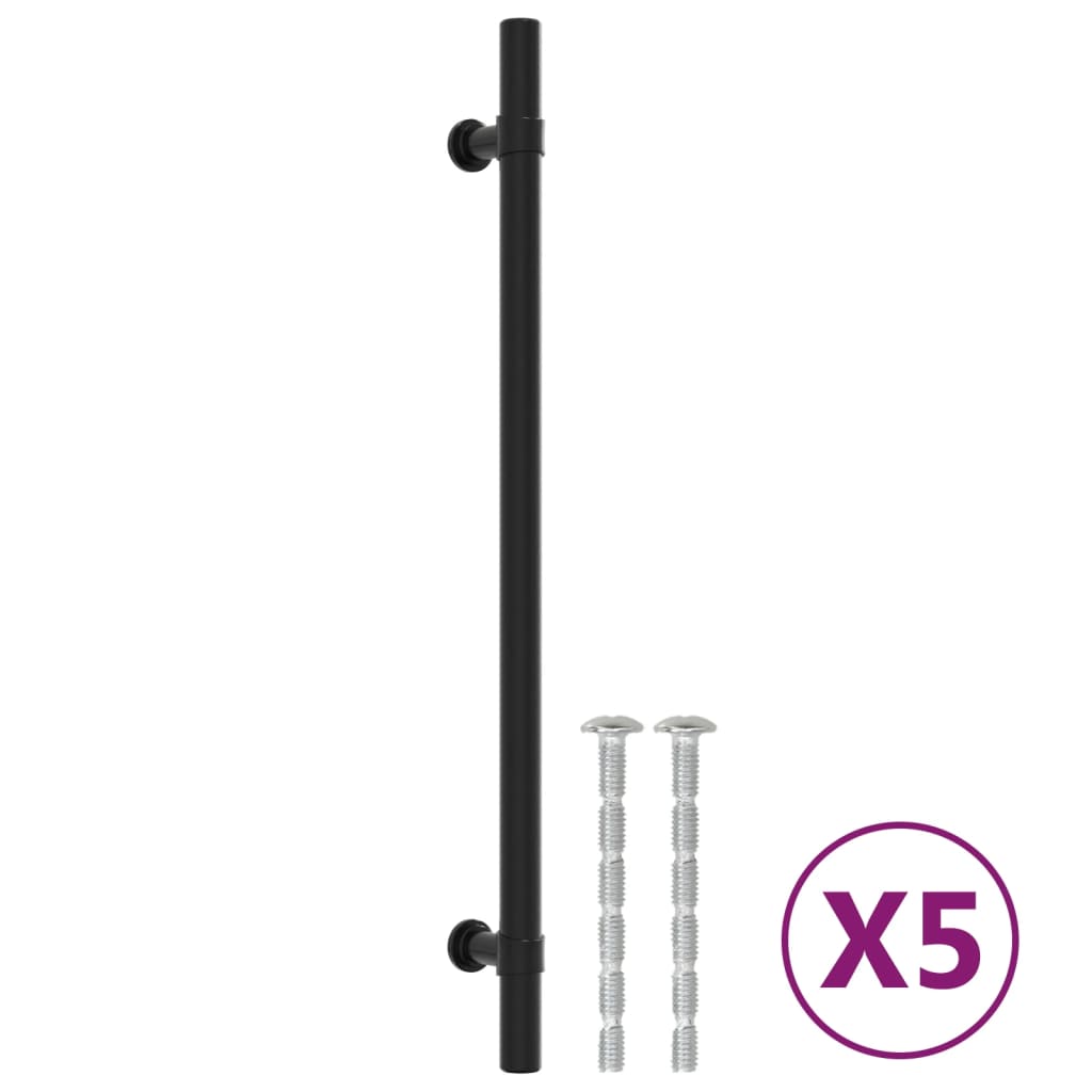 Mânere de dulap, 5 buc., negru, 224 mm, oțel inoxidabil - Lando
