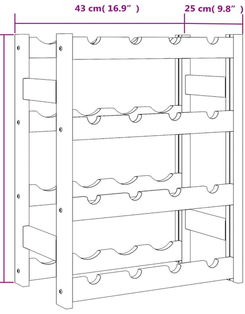 Загрузите изображение в средство просмотра галереи, Suport sticle de vin, 16 sticle, gri, lemn masiv de pin - Lando
