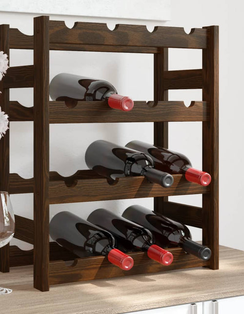 Încărcați imaginea în vizualizatorul Galerie, Suport sticle de vin, 16 sticle, maro, lemn masiv de pin - Lando
