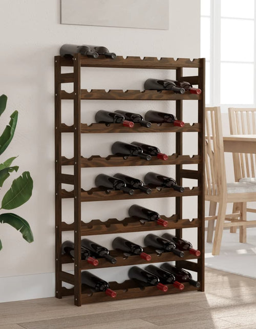 Încărcați imaginea în vizualizatorul Galerie, Suport sticle de vin, 56 sticle, maro, lemn masiv de pin - Lando
