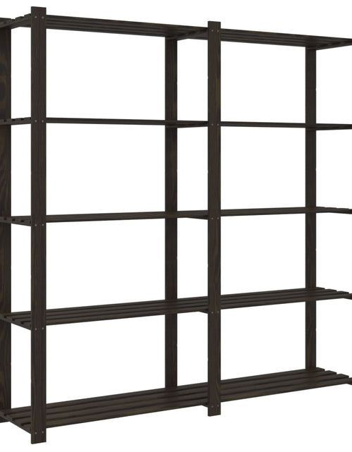 Încărcați imaginea în vizualizatorul Galerie, Suport depozitare 5 niveluri negru 170x38x170 cm lemn masiv pin - Lando
