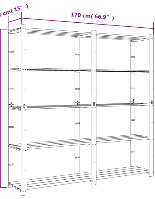 Загрузите изображение в средство просмотра галереи, Suport depozitare 5 niveluri negru 170x38x170 cm lemn masiv pin - Lando
