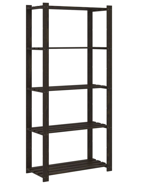 Încărcați imaginea în vizualizatorul Galerie, Suport depozitare 5 niveluri negru 80x38x170 cm lemn masiv pin - Lando
