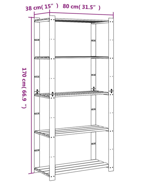 Încărcați imaginea în vizualizatorul Galerie, Suport depozitare 5 niveluri negru 80x38x170 cm lemn masiv pin - Lando
