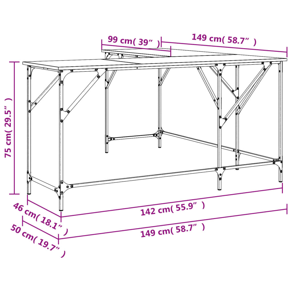 Birou, stejar sonoma, 149x149x75 cm, lemn prelucrat - Lando