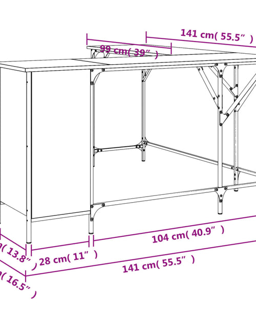 Încărcați imaginea în vizualizatorul Galerie, Birou, gri sonoma, 141x141x75 cm, lemn prelucrat - Lando
