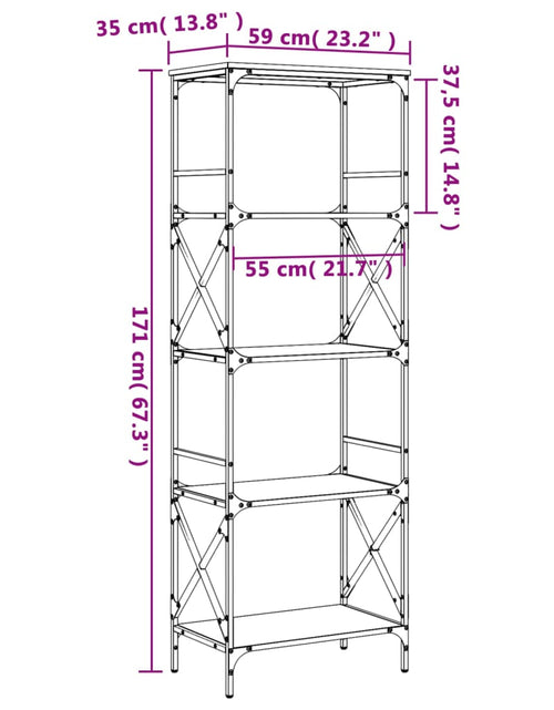 Încărcați imaginea în vizualizatorul Galerie, Bibliotecă cu 5 niveluri gri sonoma 59x35x171 cm lemn prelucrat - Lando
