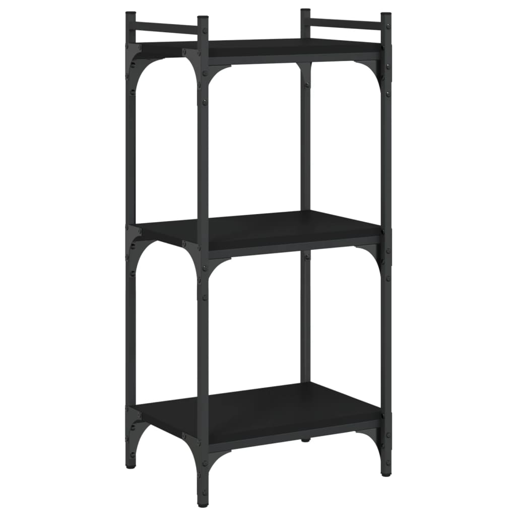 Bibliotecă cu 3 niveluri, negru, 40x30x86 cm, lemn prelucrat - Lando