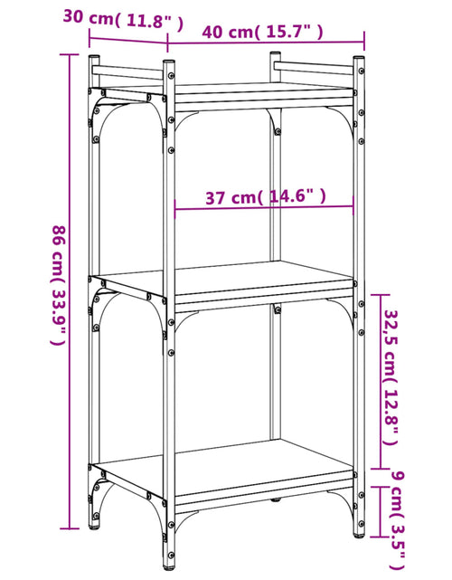 Загрузите изображение в средство просмотра галереи, Bibliotecă 3 niveluri, stejar maro 40x30x86 cm, lemn prelucrat - Lando
