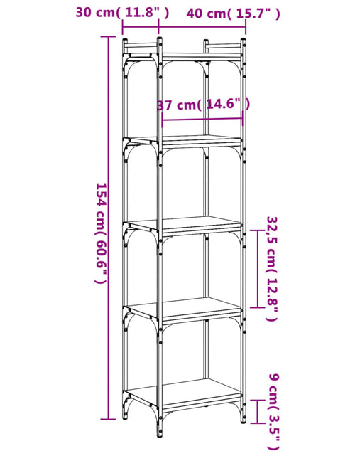 Загрузите изображение в средство просмотра галереи, Bibliotecă 5 niveluri, stejar maro 40x30x154 cm, lemn prelucrat - Lando
