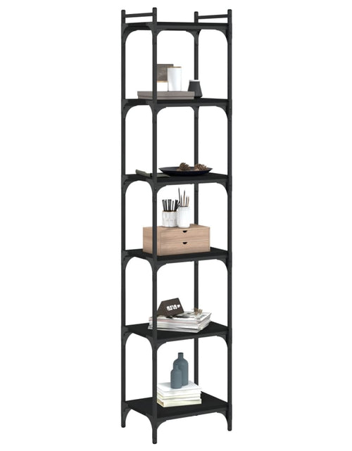 Încărcați imaginea în vizualizatorul Galerie, Bibliotecă cu 6 niveluri, negru, 40x30x188 cm, lemn prelucrat - Lando

