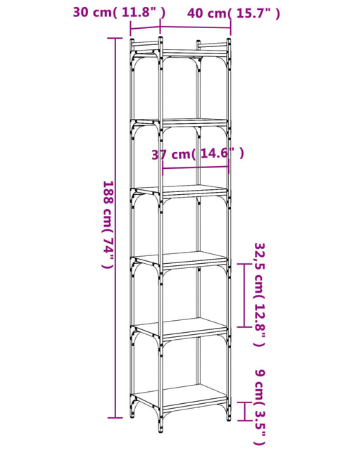 Загрузите изображение в средство просмотра галереи, Bibliotecă 6 niveluri stejar sonoma 40x30x188cm, lemn prelucrat - Lando
