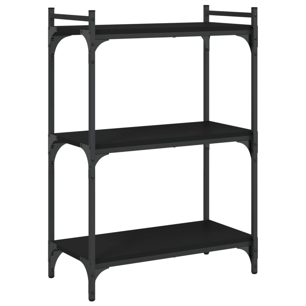 Bibliotecă cu 3 niveluri, negru, 60x30x86 cm, lemn prelucrat - Lando