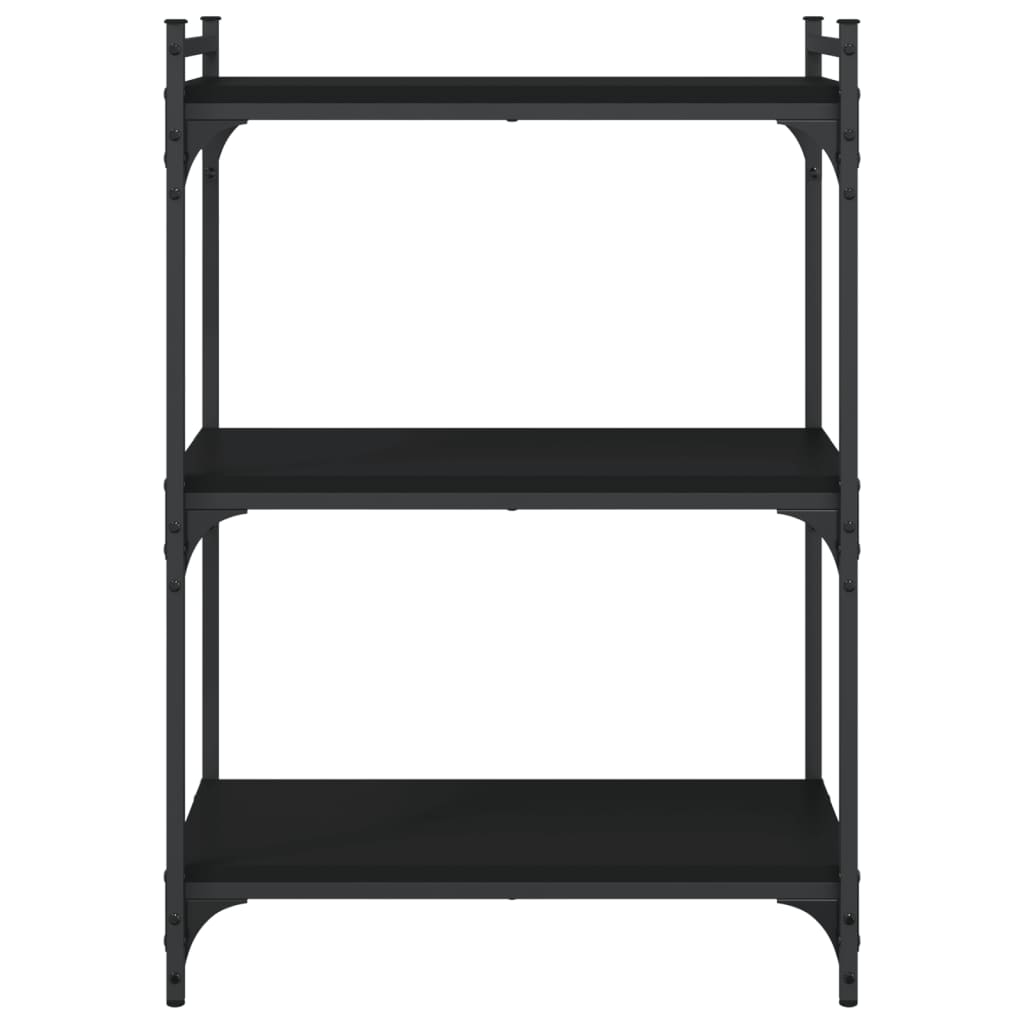 Bibliotecă cu 3 niveluri, negru, 60x30x86 cm, lemn prelucrat - Lando