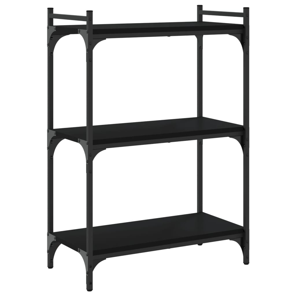 Bibliotecă cu 3 niveluri, negru, 60x30x86 cm, lemn prelucrat - Lando