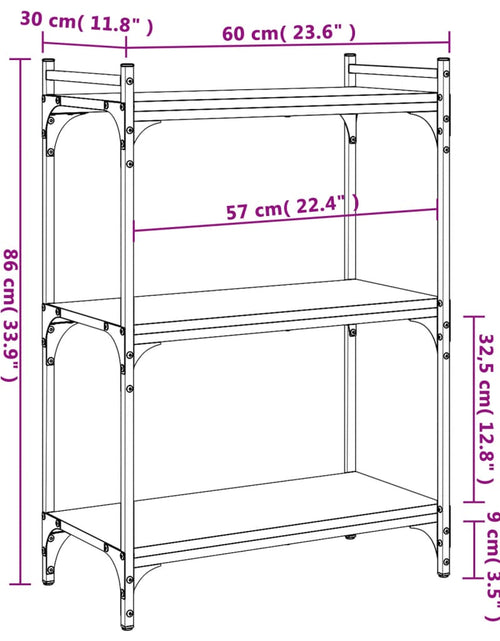 Загрузите изображение в средство просмотра галереи, Bibliotecă cu 3 niveluri gri sonoma 60x30x86 cm lemn compozit - Lando
