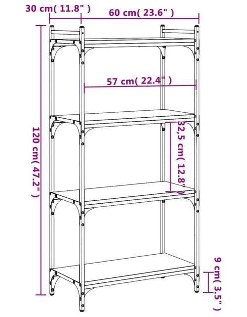 Загрузите изображение в средство просмотра галереи, Bibliotecă cu 4 niveluri gri sonoma 60x30x120 cm lemn prelucrat - Lando
