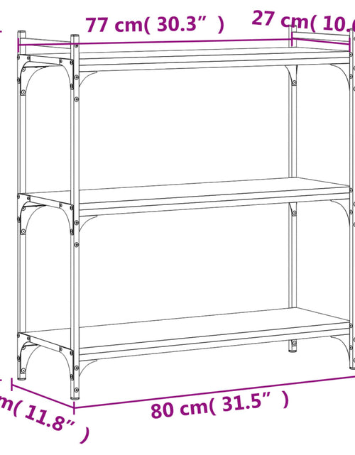 Încărcați imaginea în vizualizatorul Galerie, Bibliotecă 3 niveluri stejar afumat 80x30x86 cm, lemn prelucrat - Lando
