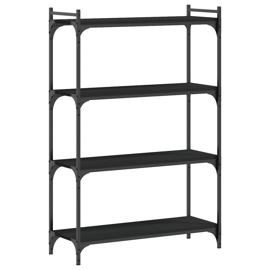 Bibliotecă cu 4 niveluri, negru, 80x30x120 cm, lemn prelucrat - Lando