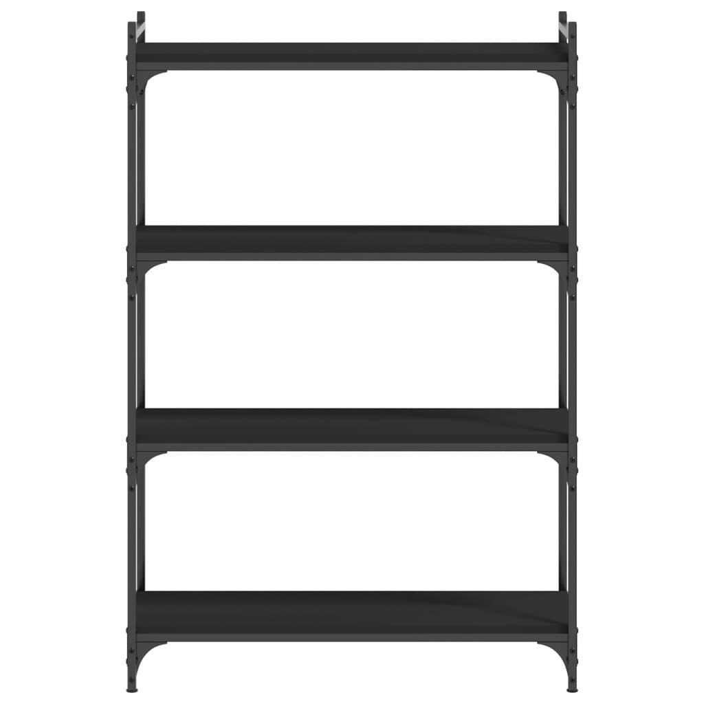 Bibliotecă cu 4 niveluri, negru, 80x30x120 cm, lemn prelucrat - Lando