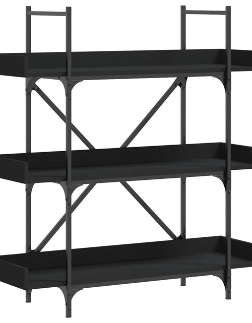 Încărcați imaginea în vizualizatorul Galerie, Bibliotecă cu 3 niveluri, negru, 100x33x108,5 cm lemn prelucrat - Lando
