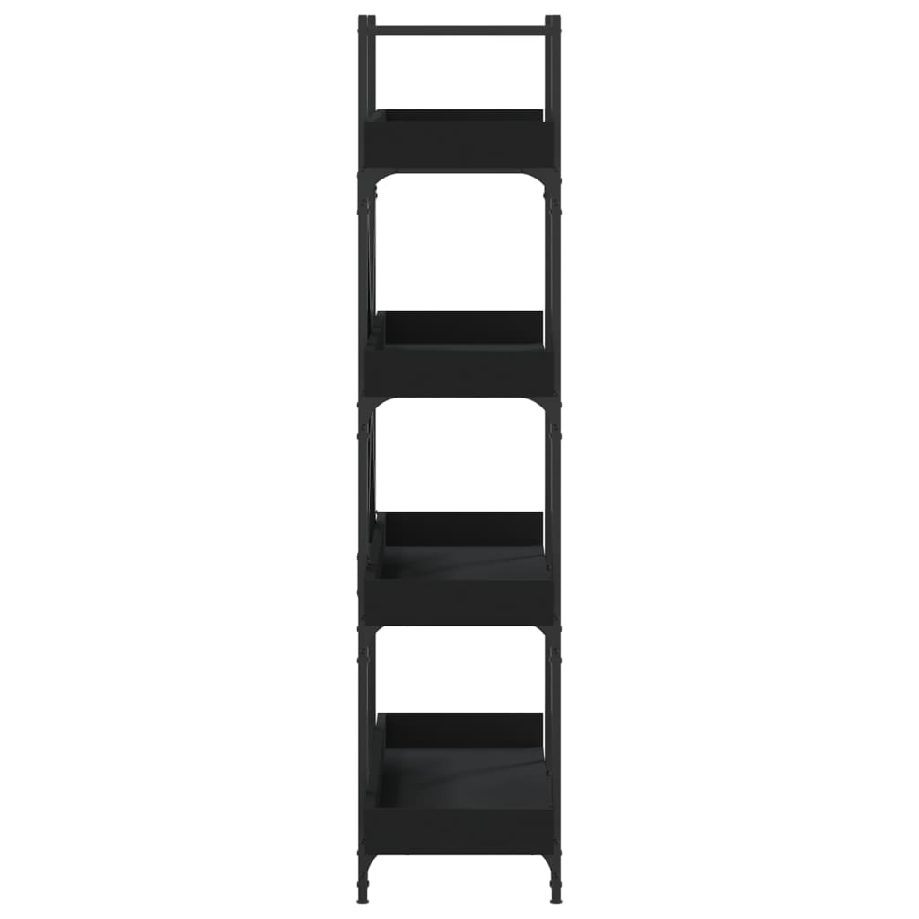 Bibliotecă cu 4 niveluri, negru, 100x33x145,5 cm lemn prelucrat - Lando