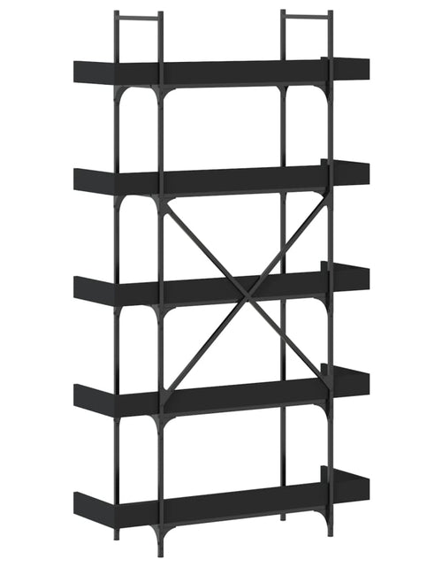 Încărcați imaginea în vizualizatorul Galerie, Bibliotecă cu 5 niveluri, negru, 100x33x180,5 cm lemn prelucrat - Lando
